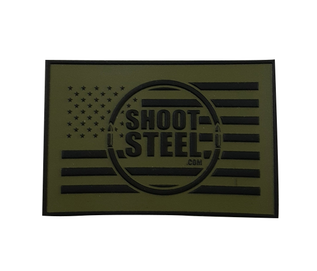 Promo Products. USA 2d Velcro patch. Shoot Steel Velcro patch. Patches and Labels. USA and Orient Velcro patches. Custom morale patch. Custom Manufacturing. Berry Amendment. USA Made Velcro patch.