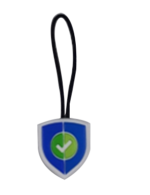 3 color shield. Promo products. Zipper pulls. USA zip pull with cord. Custom 2d zip pull for Patagonia jackets.