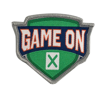 GAME ON. PromoProducts. ORIENT woven patch. Game on Woven patch. Iron on. Patches and Labels. Orient Woven Patch. Game on woven patch for jackets.