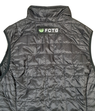 Sew on pvc label on Patagonia puffer vest